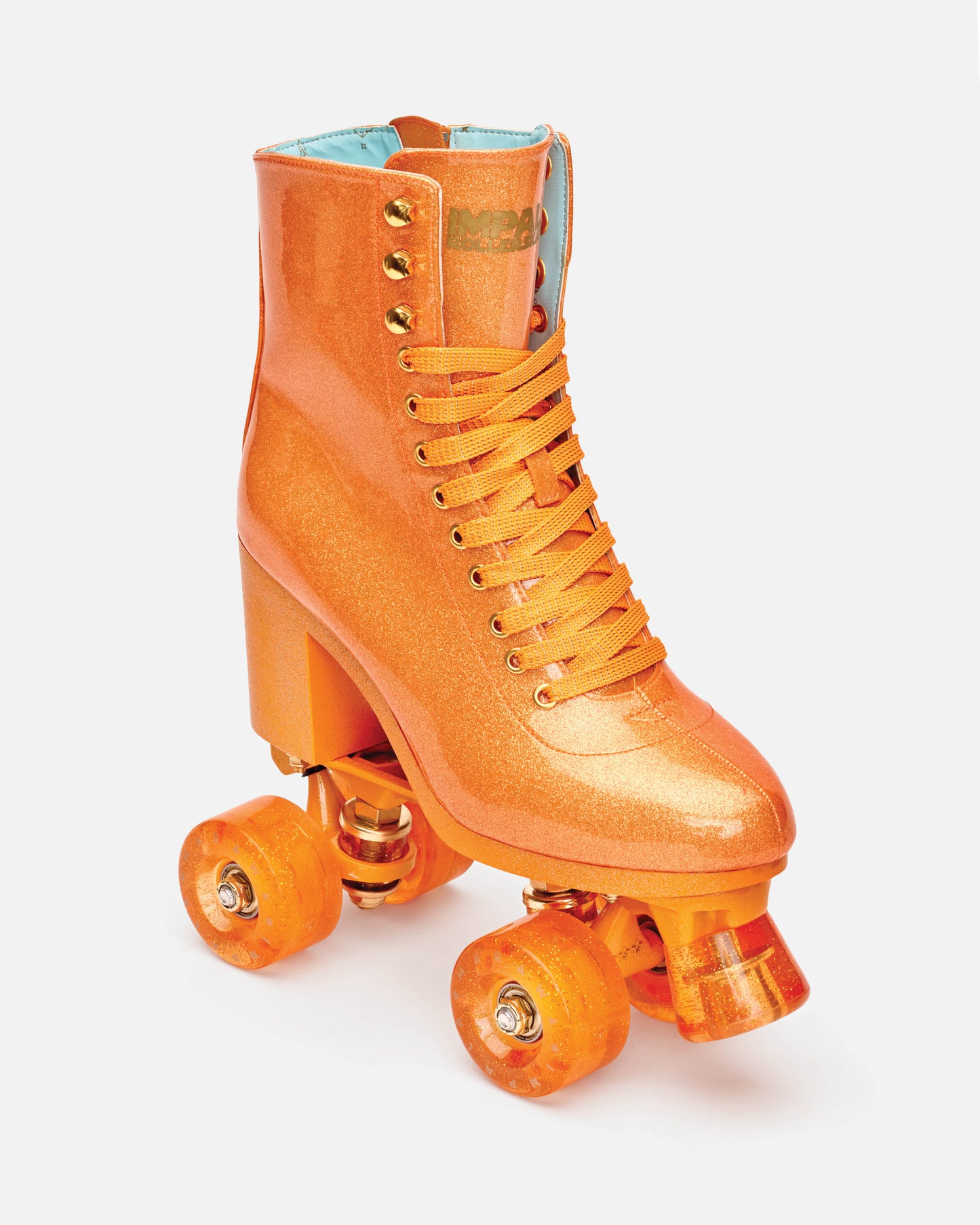front angled Impala Marawa High Heel Skate - Sparkle Orange