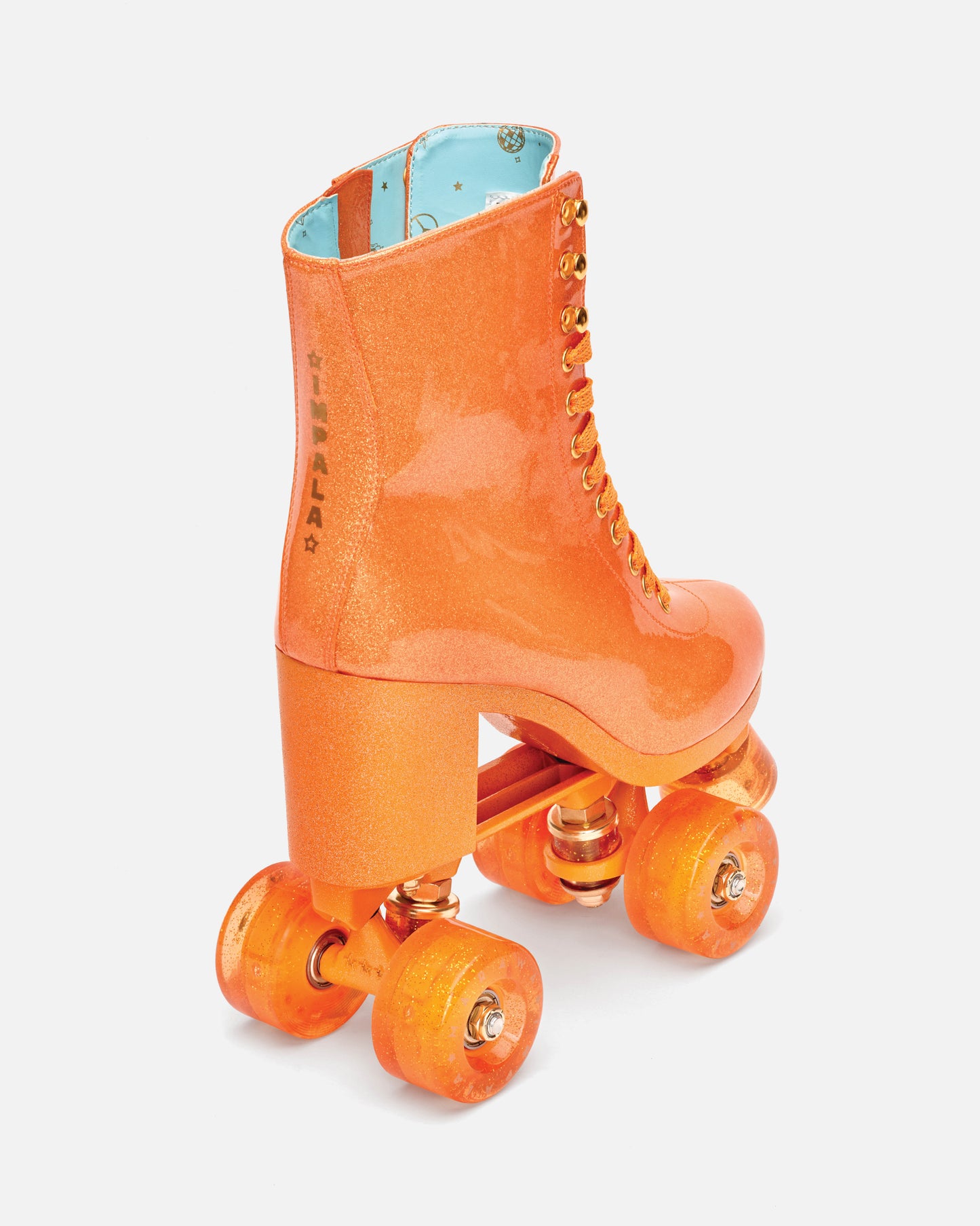 back angled Impala Marawa High Heel Skate - Sparkle Orange