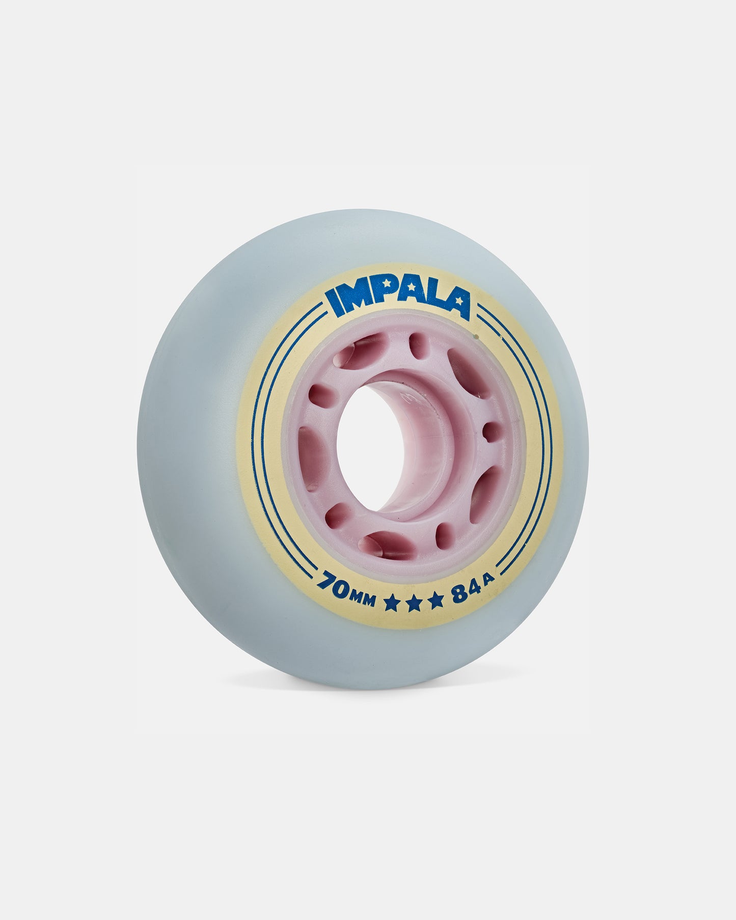angle of Impala Inline Wheels Sky Blue Yellow