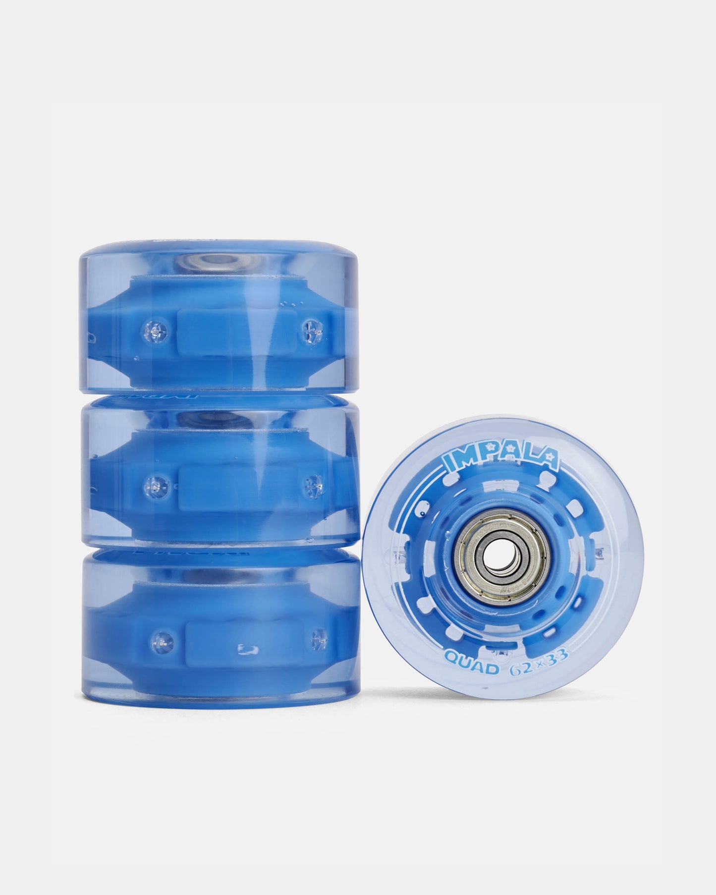 blue LED Light up transparent impala roller skate wheels