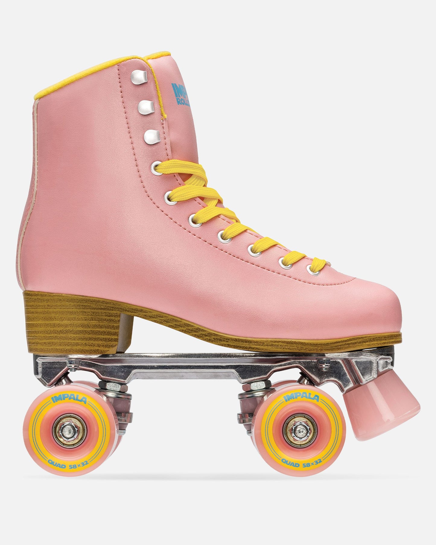Side profile of Impala Quad Skate - Pink/Yellow