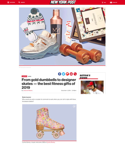 Impala Rollerskates featured in New York Post: "From gold dumbbells to designer skates- the best fitness gifts of 2019"