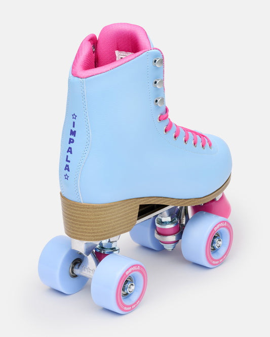 Back angle of the Impala Quad Skate - Blue Raspberry. 