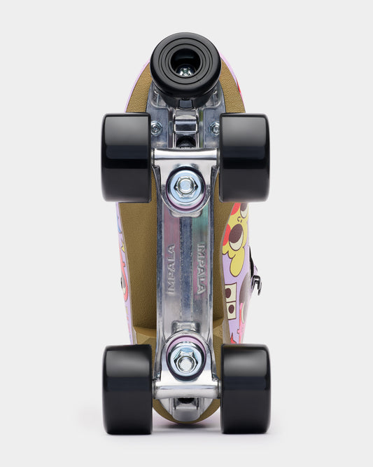 Bottom view of the Impala Quad Skate - Burger Babie. 