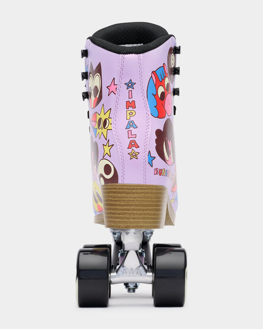 Back view of the Impala Quad Skate - Burger Babie. 