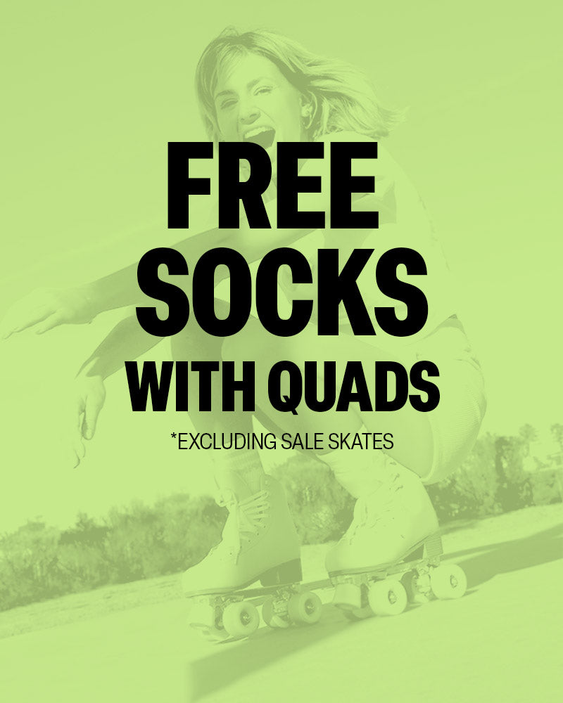 FREE SOCKS WITH QUADS - lime text on black background