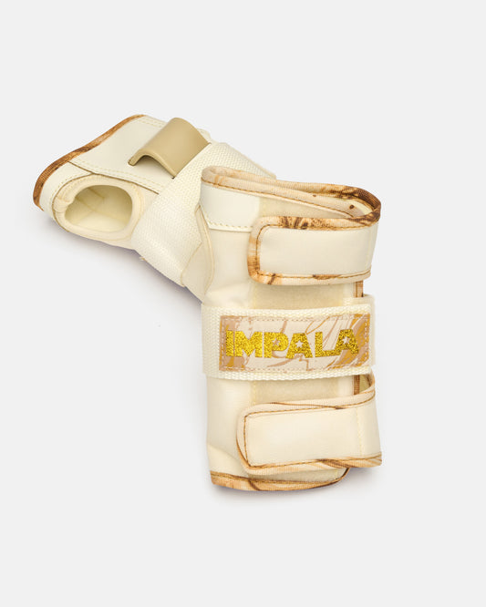 Wrist guards in the Impala Protective Set - Marawa Gold. 