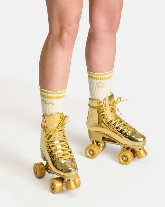On body view of the Impala Quad Skate - Marawa Gold. 