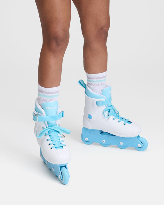 On body view of the Impala Lightspeed Inline Skate - White Ice. 