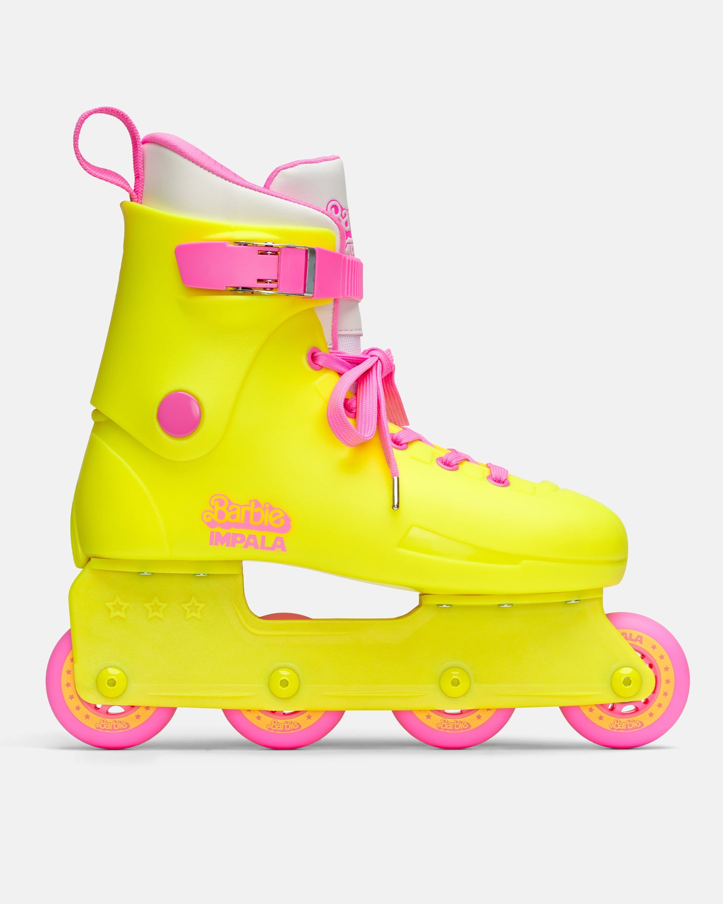 Side profile of the Impala Lightspeed Inline Skate - Barbie Bright Yellow