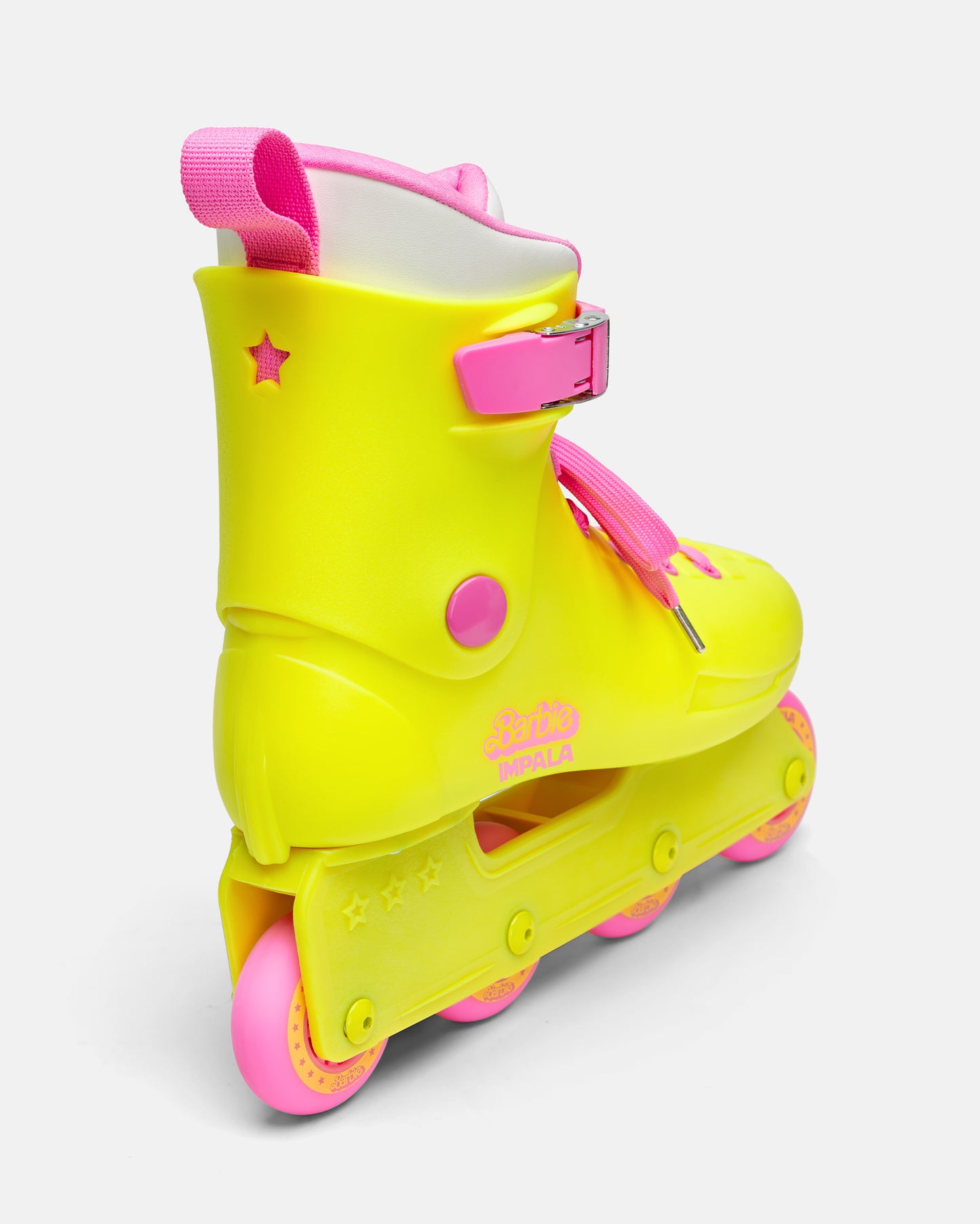 Back angled view of the Impala Lightspeed Inline Skate - Barbie Bright Yellow
