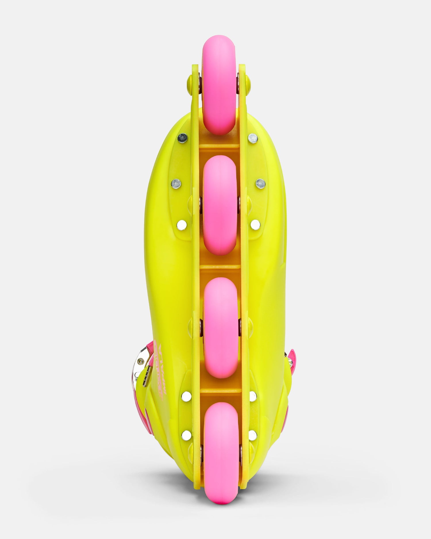 Bottom view of the Impala Lightspeed Inline Skate - Barbie Bright Yellow