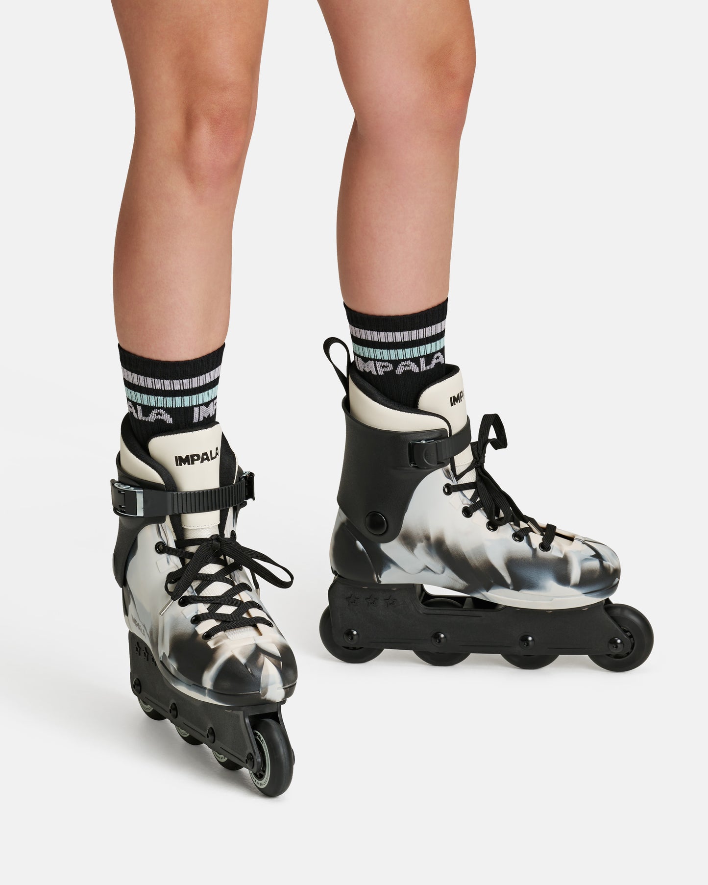 On body front of the Impala Lightspeed Inline Skate - Monochrome Marble