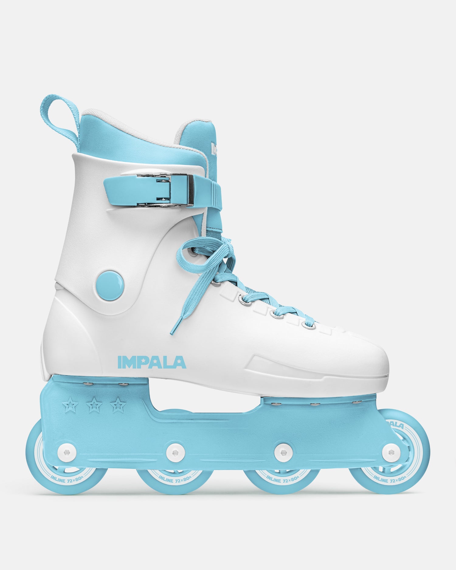 Profile view of the Impala Lightspeed Inline Skate - White Ice. 