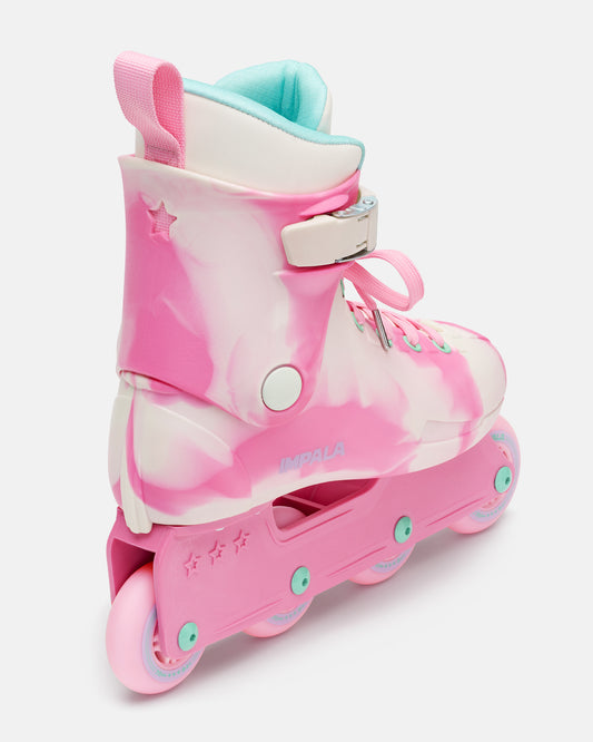 back angle view of the Impala Lightspeed Inline Skate - Sherbet Swirl. 