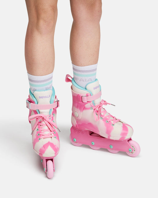 On body view of the Impala Lightspeed Inline Skate - Sherbet Swirl. 