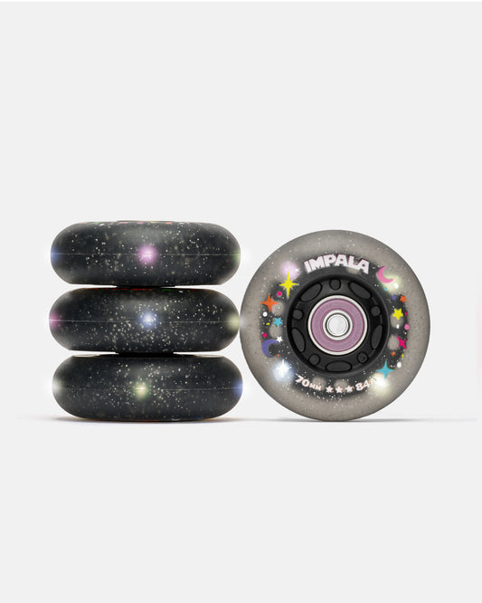 Impala Light Up Inline Whl 4pk - Black Twinkle