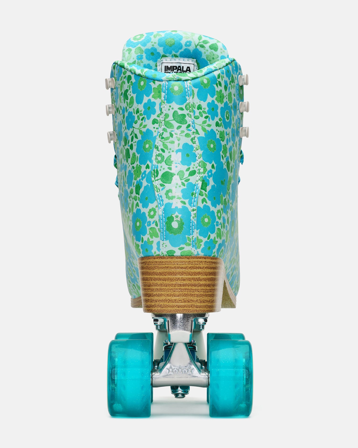 Roller skate with floral pattern on a white background
