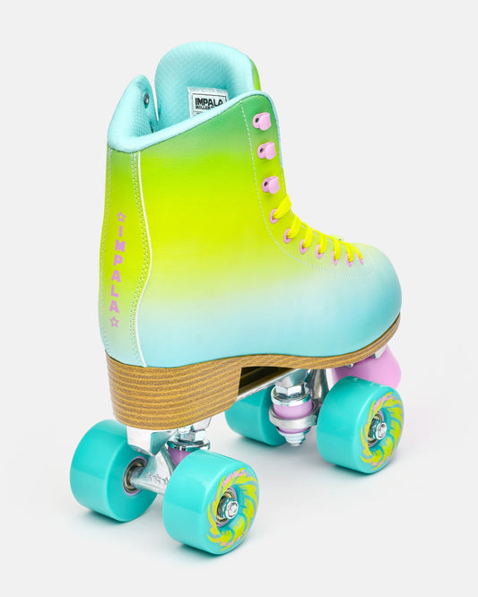 Back angled view of the Impala Quad Skate - Lime Spritzer. 