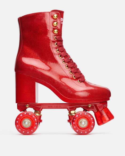 Profile of the Impala Marawa High Heel Skate - Marawa Red Glitter. 
