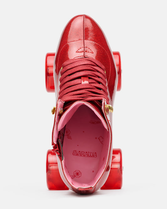 Aerial view of the Impala Marawa High Heel Skate - Marawa Red Glitter. 