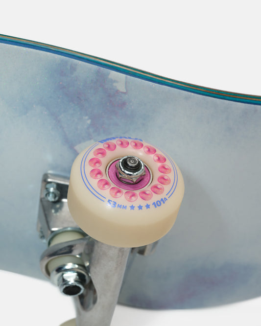 Detail wheel shot of the Impala Naiad Skateboard - Maria/Ice. 