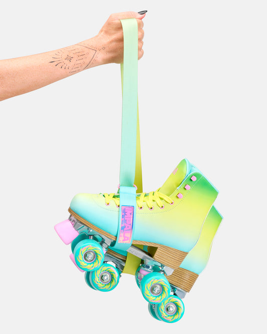 On skate shot of the Impala Skate Strap - Lime Spritzer. 