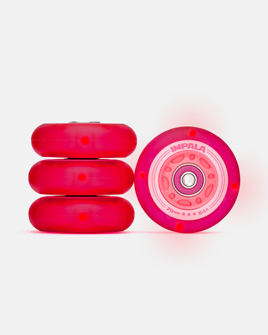 Impala Light Up Inline Whl 4pk - Pink/Red