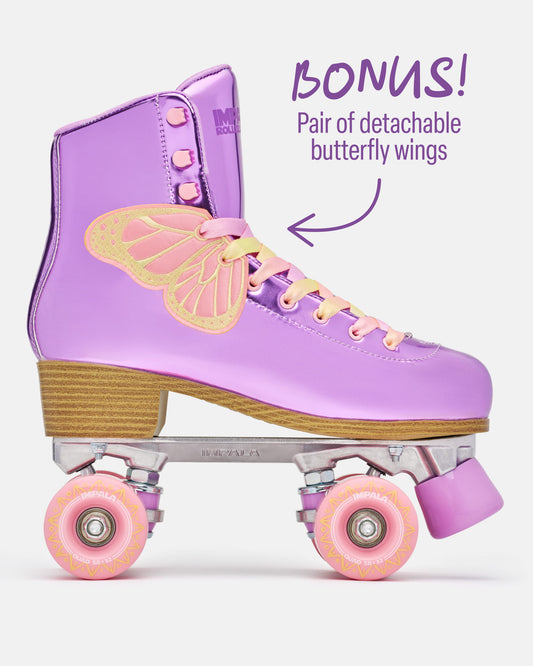 Profile view of the Impala Quad Skate - Lavender Flutter. 