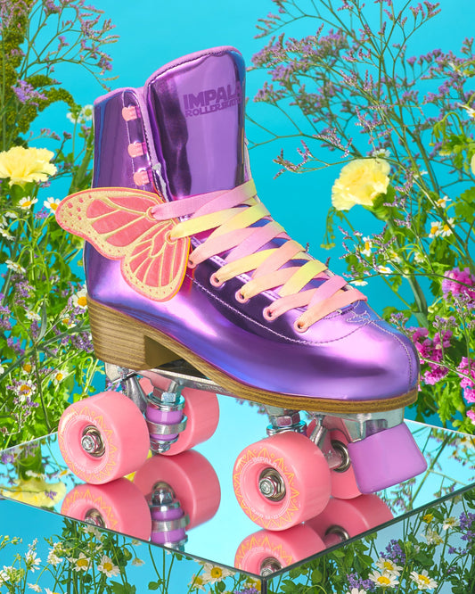Studio image of the Impala Quad Skate - Lavender Flutter. 
