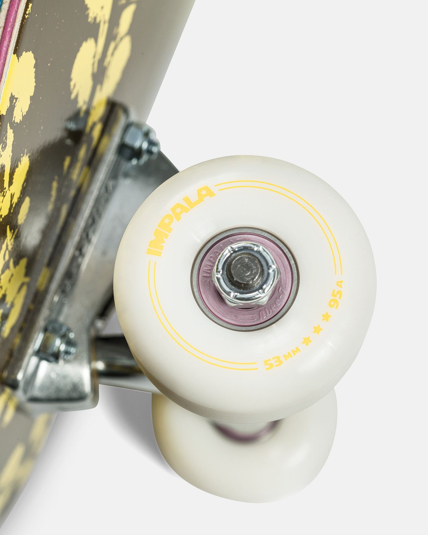Wheel and bearing detailing of Impala Blossom Skateboard - Wattle