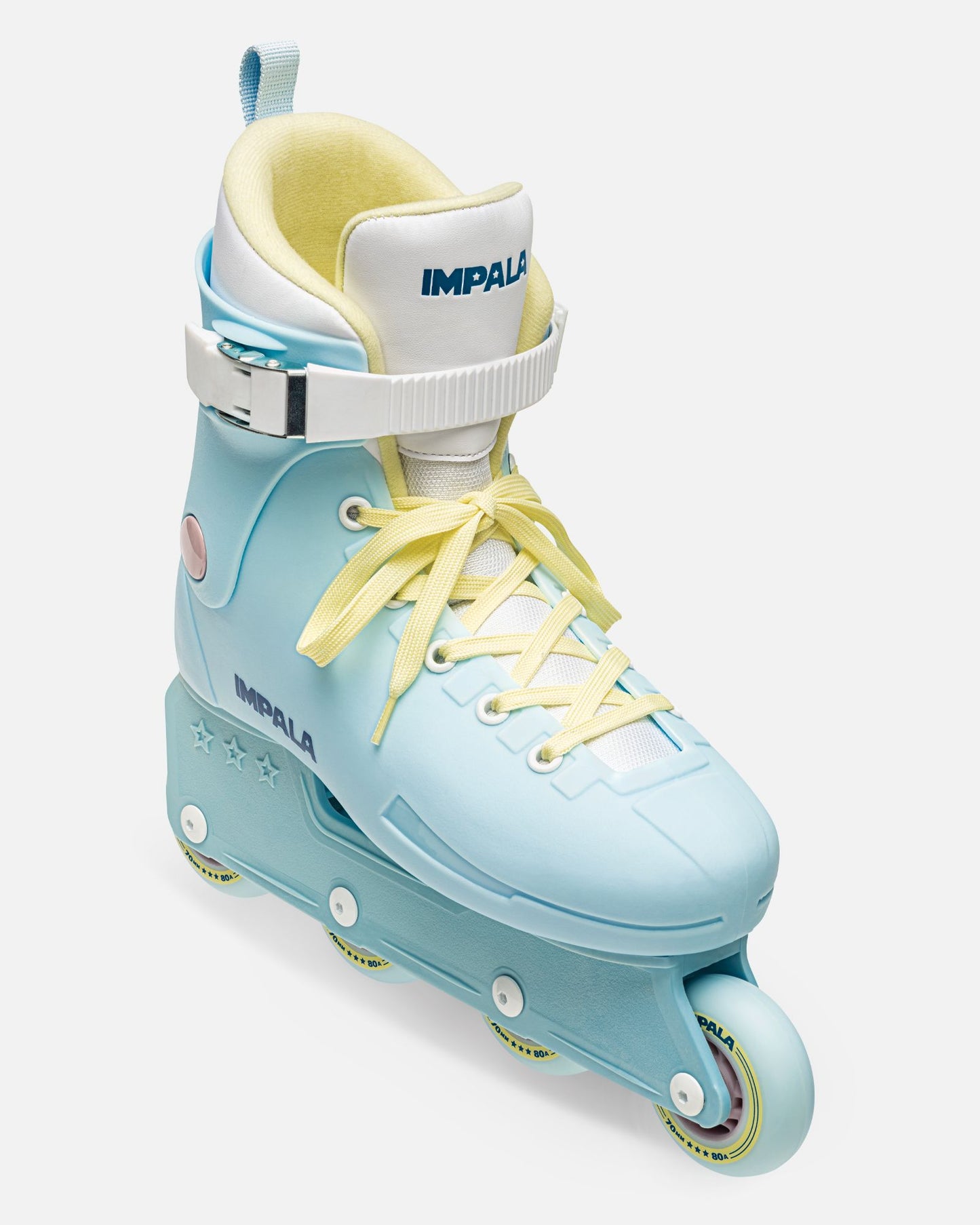 front angled of Impala Lightspeed Inline Skate - Sky Blue/Yellow
