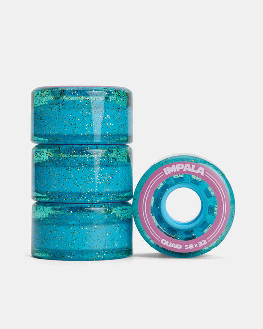 blue glitter holographic transparent impala roller skate wheels 