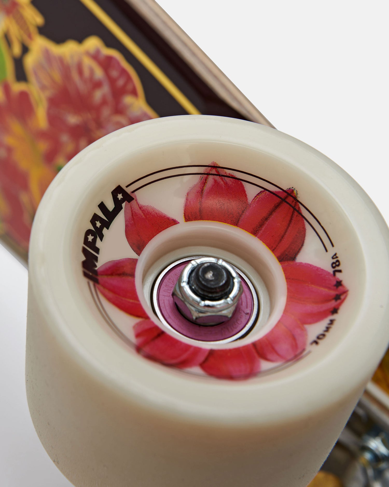 wheel detail of Impala Jupiter Longboard - 37" Bee Love