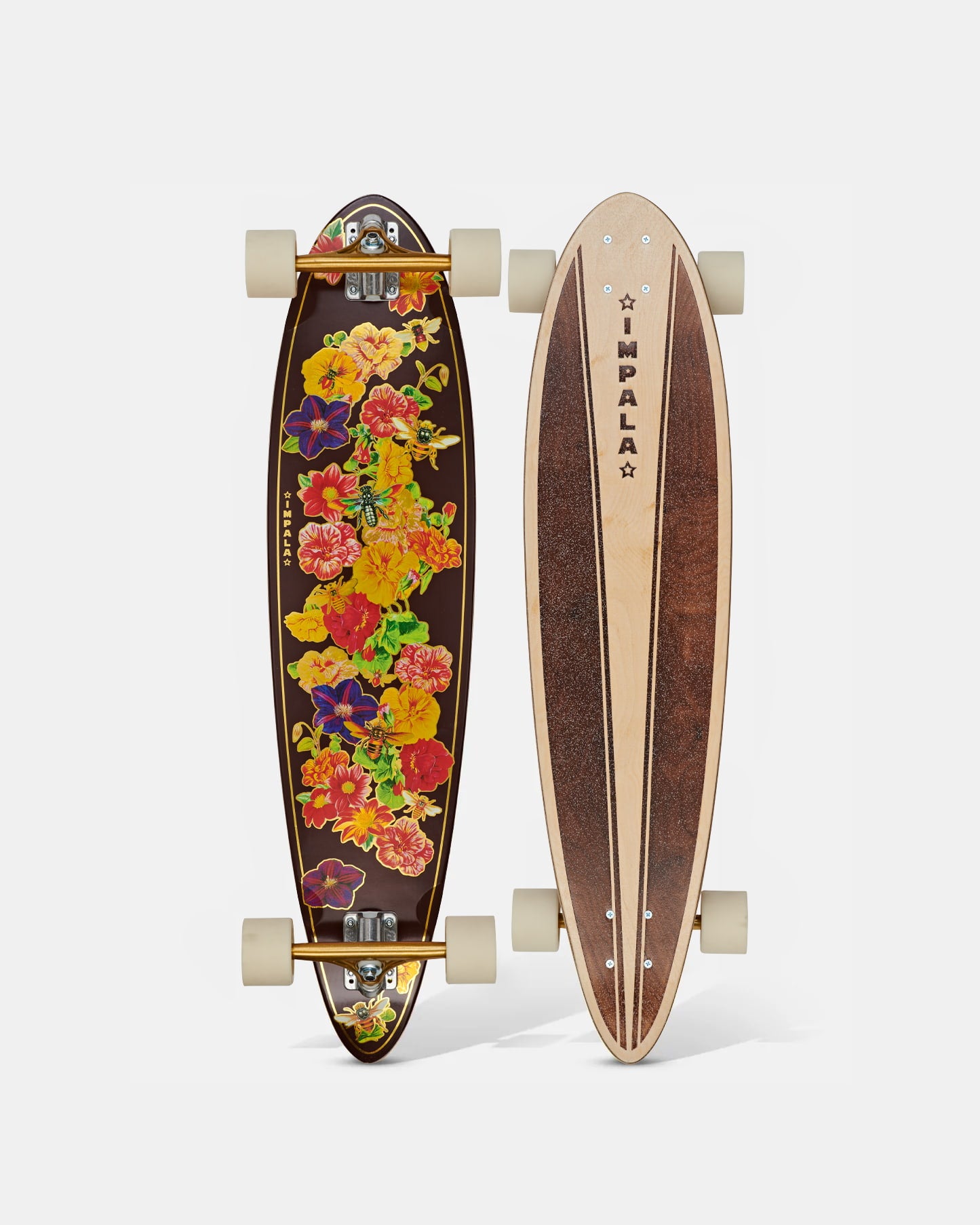 front and back of Impala Jupiter Longboard - 37" Bee Love