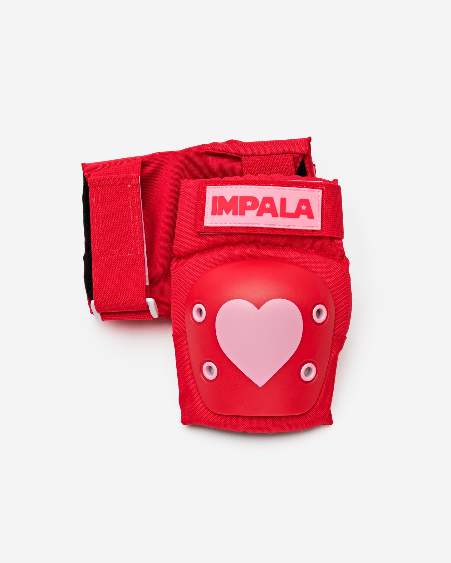 View of knee pads from Impala Protective Set - Red Hearts