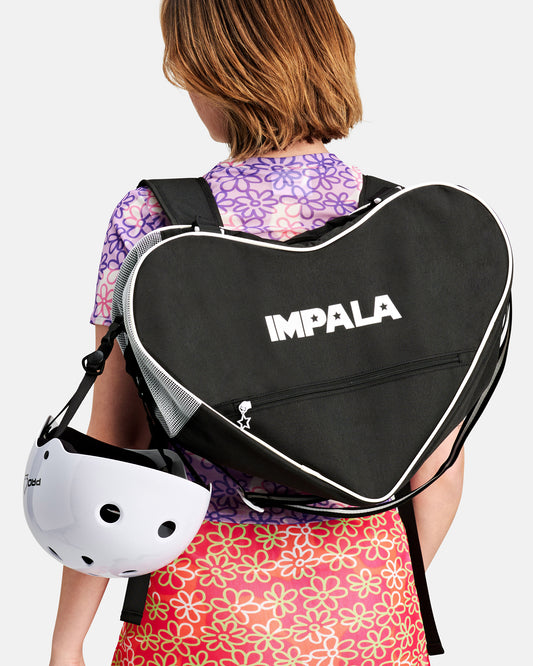 On body back view of the Impala Skate Bag - Black. 