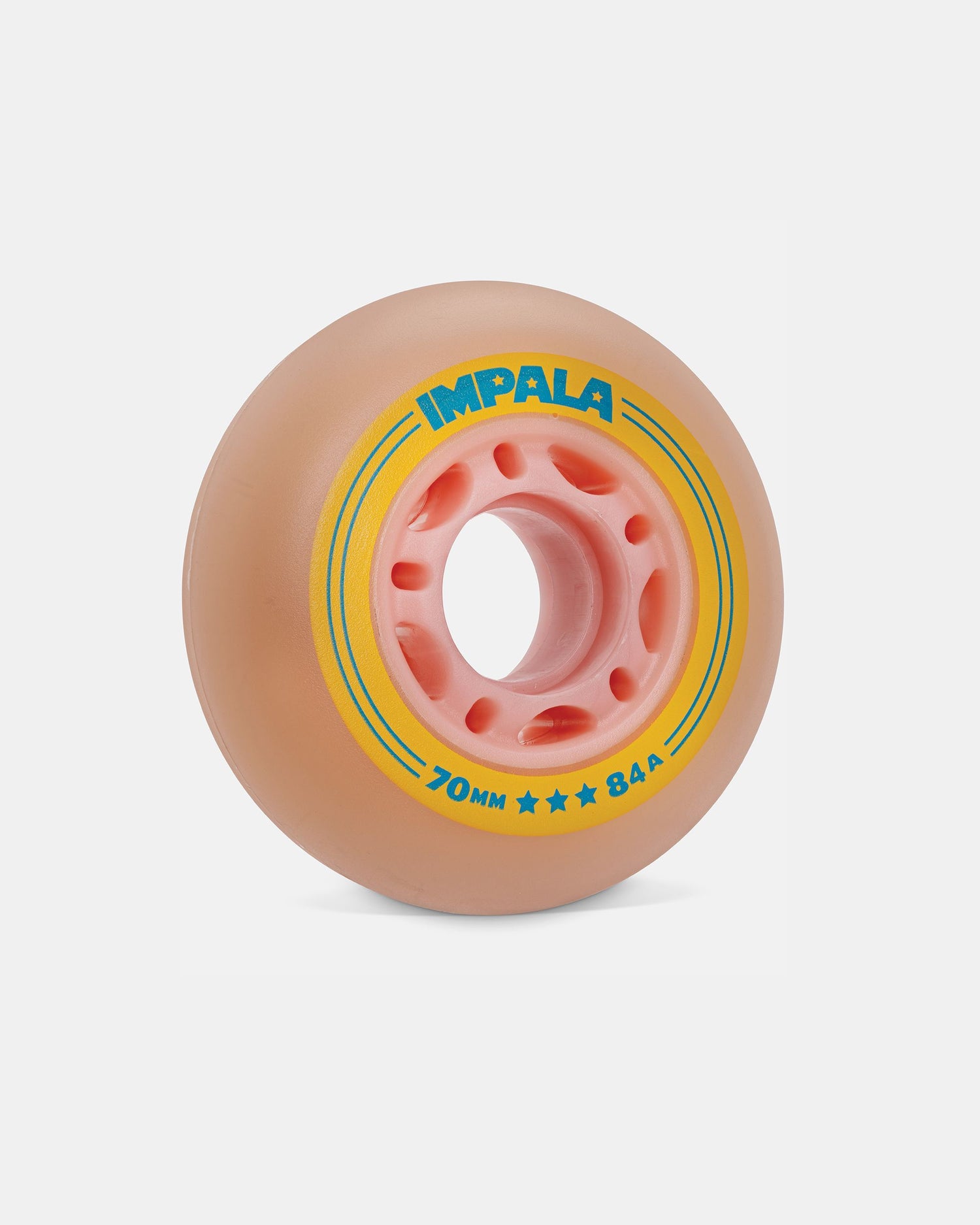 angle of Impala Inline Skate Wheels Pink/Yellow