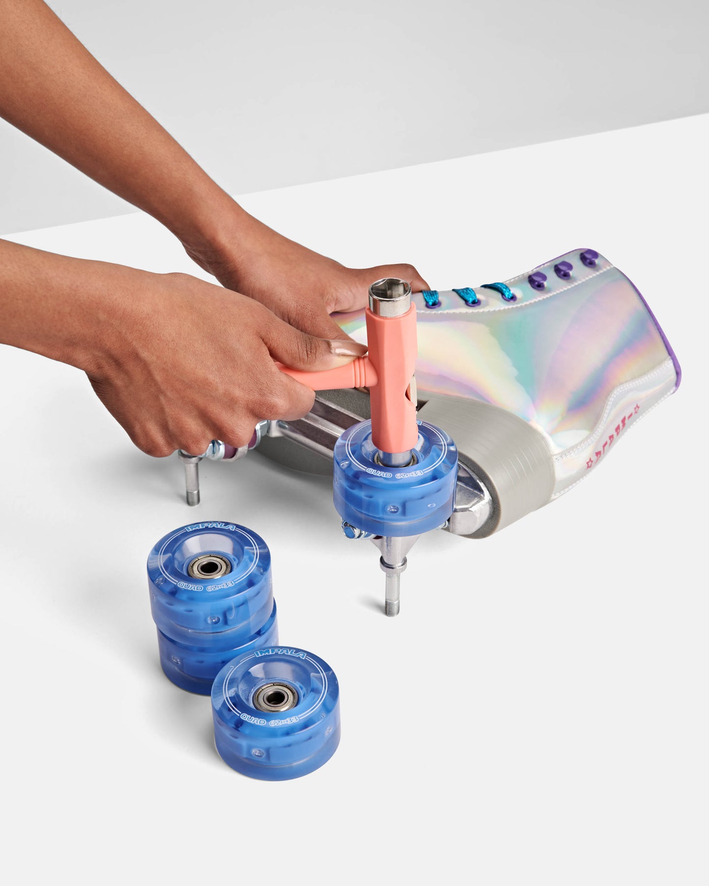 installing blue LED Light up transparent impala roller skate wheels 