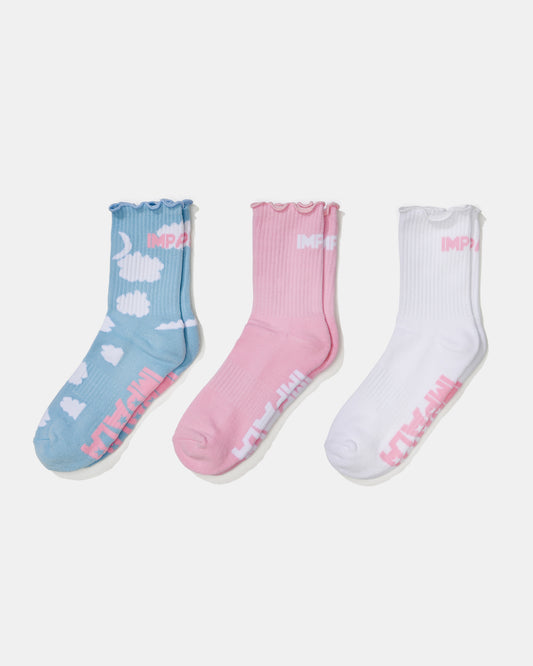 cloud, pink, and white Impala Frill Sock 3pk - Starbright