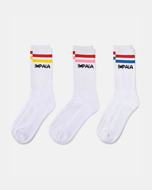 Three color variations of Impala Stripe Sock 3 Pack